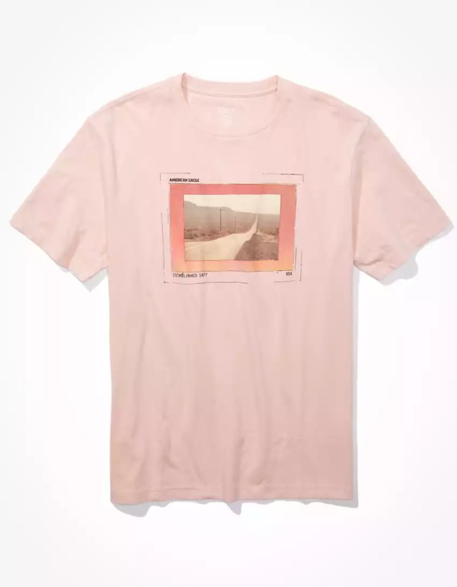 T Shirt Graphique American Eagle AE Super Soft Photoreal Rose Homme | HSU-43642805